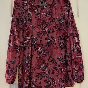 Torrid Relaxed Red Long Sleeve Blouse with Tie Front